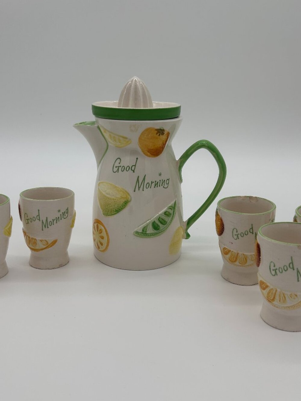 Vintage 1961 Good Morning Napcoware Juice Set ~ C-5352 Pitcher and 5 Cups